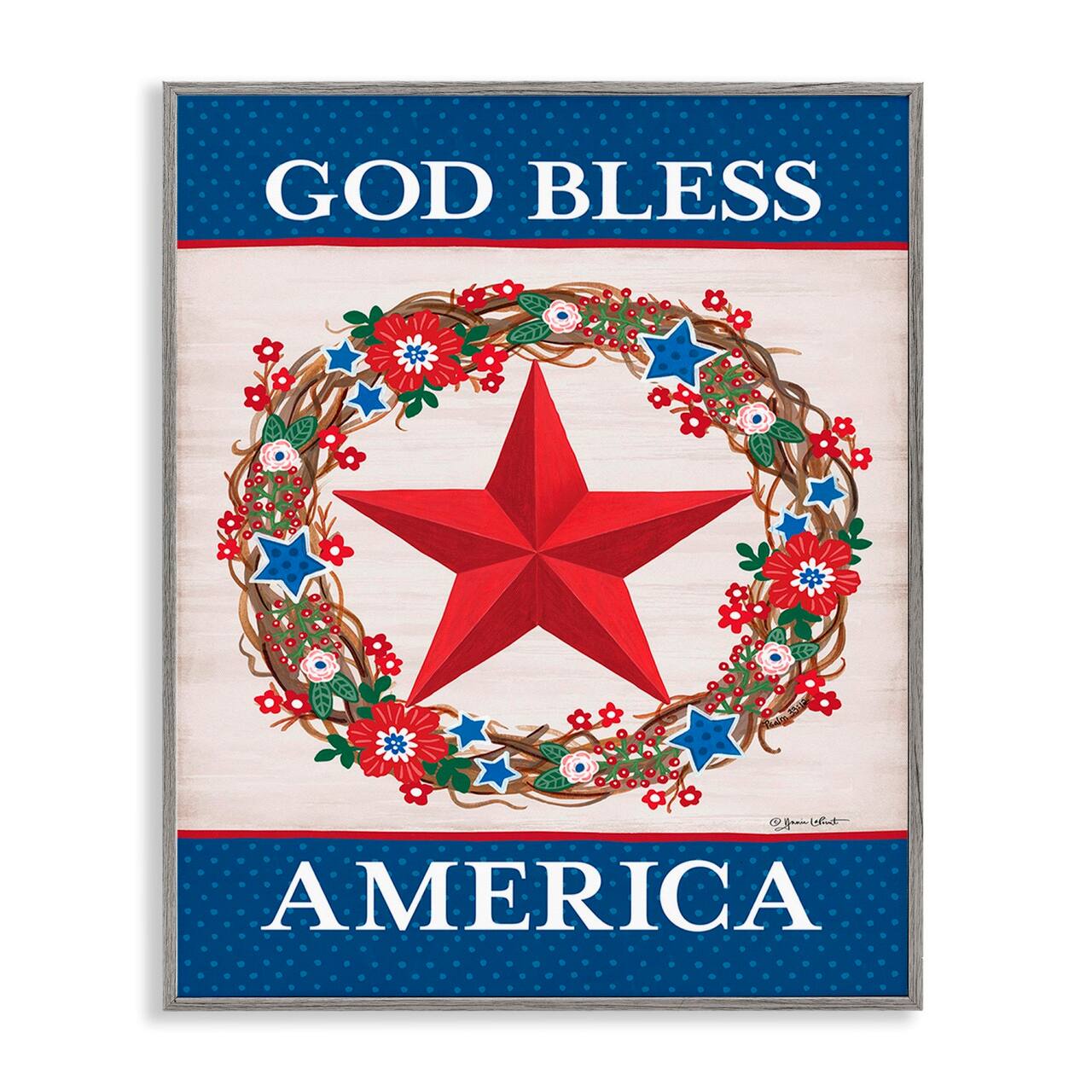 Stupell Industries God Bless America Wreath Framed Giclee Art